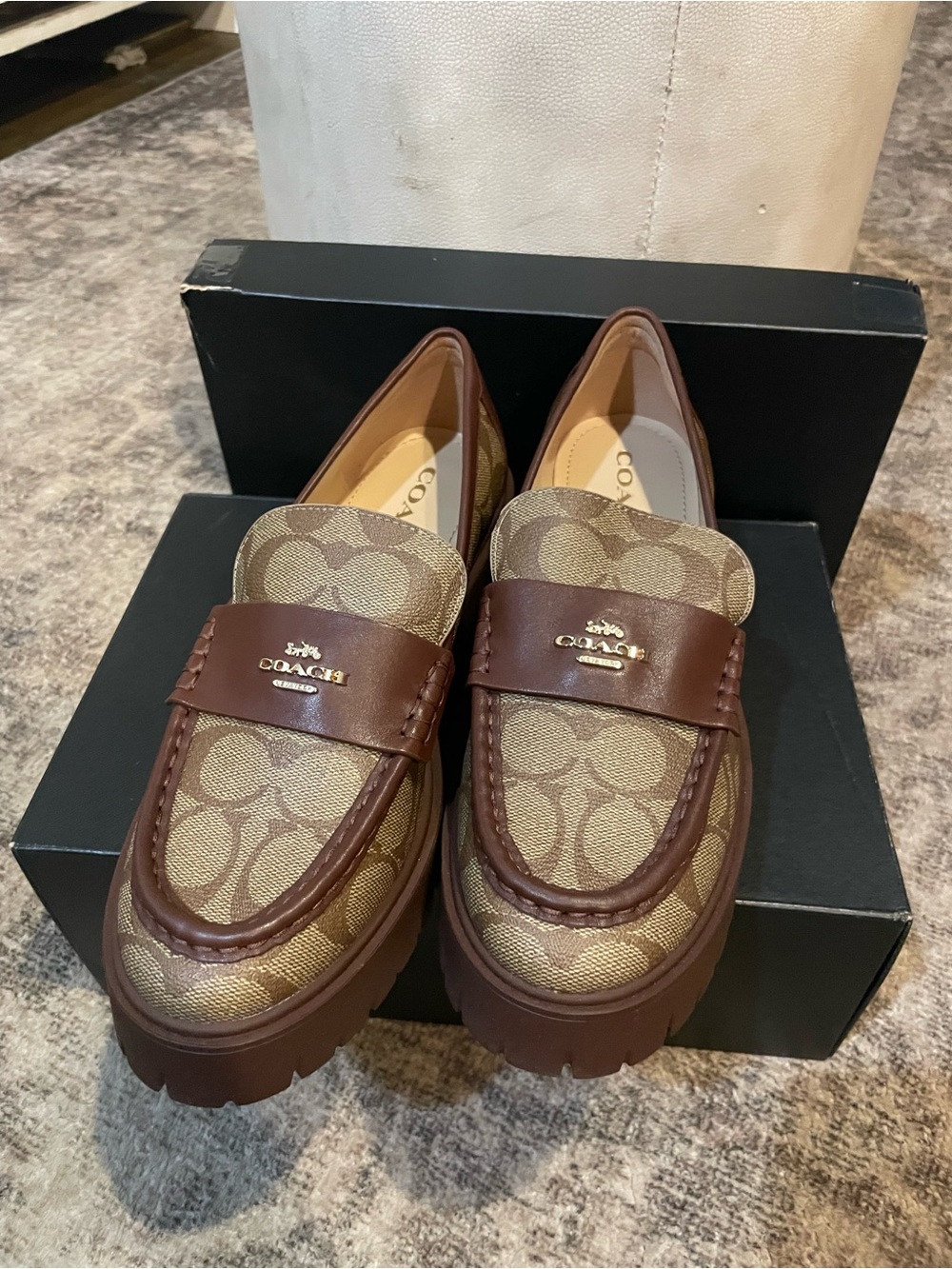 Ruthie Sig Loafer Khaki/Walnut Coach Brown Shoes Size 8 B NIB New!! $198 - Picture 4 of 8